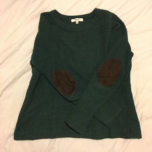 Madewell emerald green sweater with elbow patches